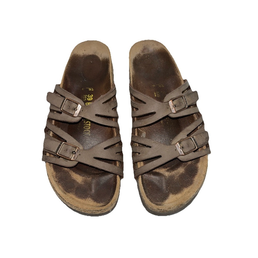 Birkenstock Granada Womens Slide Sandals‎ Brown Leather Straps Size 39/8